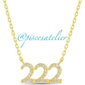 Paige Harper Pavé 222 Crystal Angel Number Pendant Necklace, 16”+ 2” Extender